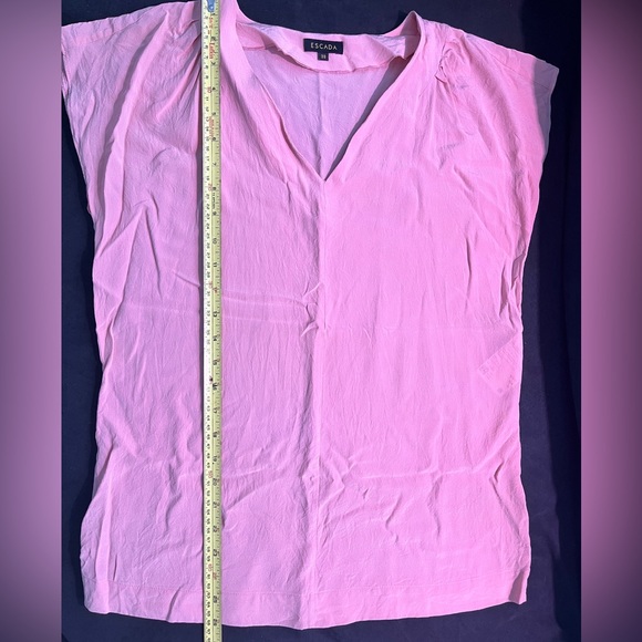 Escada Silk Flutter Sleeve Top Sheer Pink size 8 - Picture 11 of 11